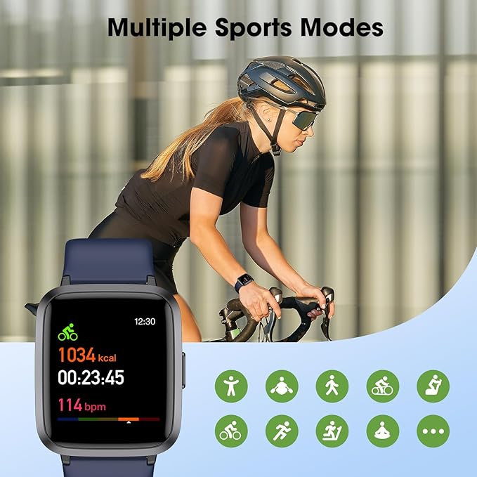 Fitness Tracker Watch with Heart Rate Monitor, Activity Tracker with Pedometer, Sleep Monitor, Calories & Step Counter, IP68 Waterproof Smart Watches for Women Men Fitness Watch for Sports