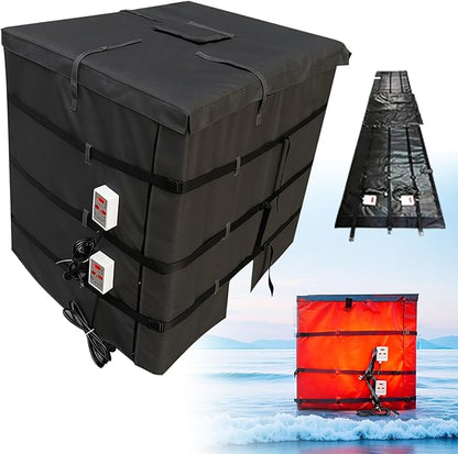 IBC Container Heater, IBC Tote Winter Blanket, Smart Temperature Control up to 200°C, 1000L, IBC Tote Blanket with Thermostat, for Petroleum, Chemical, Food Processing Black