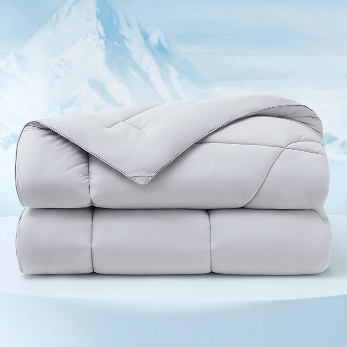 Bedsure Cooling Comforter Full Size - Cooling Blankets for Hot Sleepers, Lightweight Comforter for Summer with Dual-Sided Cool Tech, Soft Breathable Cold Blanket for Sleeping, Grey, 82x86 Inches