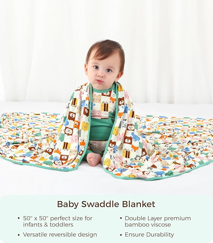 Premium Baby Blankets, Soft Viscose from Bamboo Blanket for Boys and Girls, Nursery Crib Bedding Quilt for Newborn and Toddler, Cooling for Hot Sleepers 50'' x 50'' Animal
