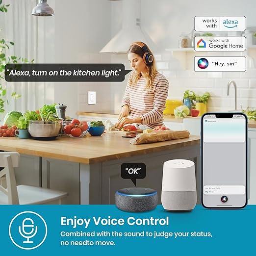 Milfra Smart Light Switch Single-Pole,Smart Switch 2024 New Model 10A,Compatible with Alexa, Siri and Assistant,Voice and Remote Control,Neutral Wire Required,No Hub Required