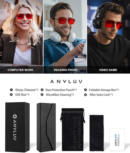 ANYLUV Blue Green Light Blocking Glasses for Men & Women - Sleep Enhancement & Eye Protection
