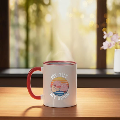 Relaxation Breathing Vagus Nerve Stimulation Stress Relief Ceramic Mug, Red/White