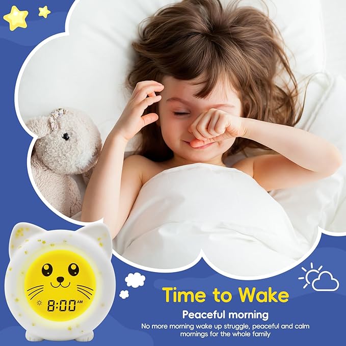 B&H Sleep Trainer Clock for Toddler, Cute Kids Ok to Wake Alarm Clock, Drop Proof, Rechargeable Young Children Night Light, Science-Backed Lighting for Peaceful Sleep and Ready to Wake Mornings