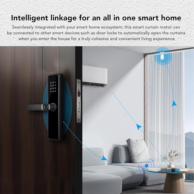 Automatic Curtain Opener 120rpm Output Speed APP Remote Control Smart Home Automatic Curtain Robot Versatile for Various Curtain Rods Roman Rod Accessories