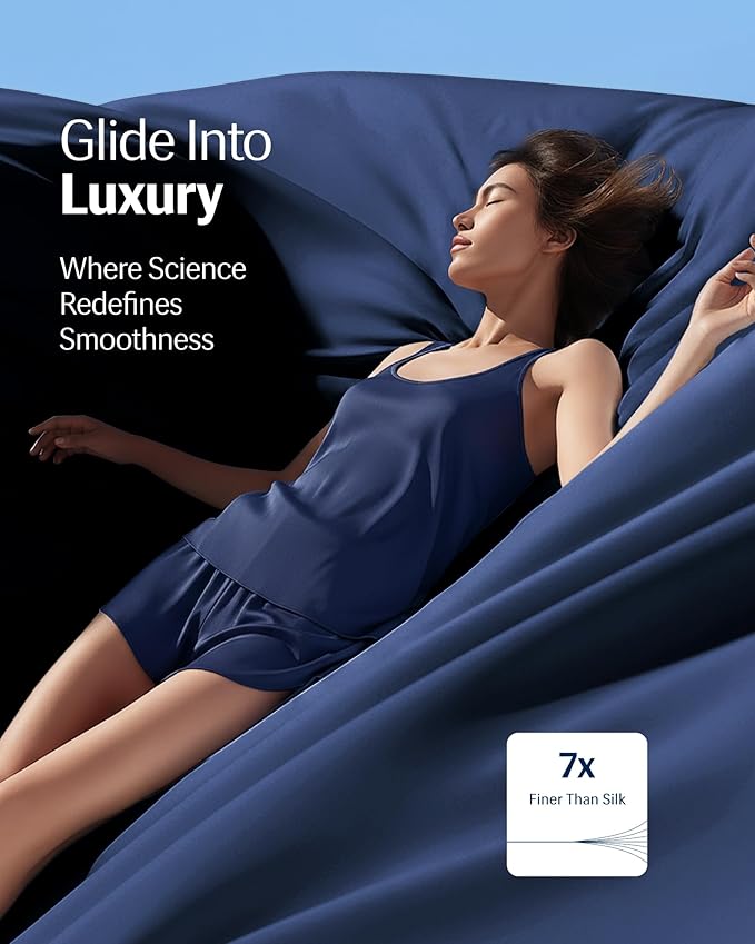 REST® Evercool®+ Starter Sheet Sets, Twin XL Size, Blue, Breathable Bed Sheet for Hot Sleeper and Night Sweats, with Pillowcases, Ionic+ Self-Cleaning Silver Yarn for Sensitive Skin,3PCS No Flat Sheet