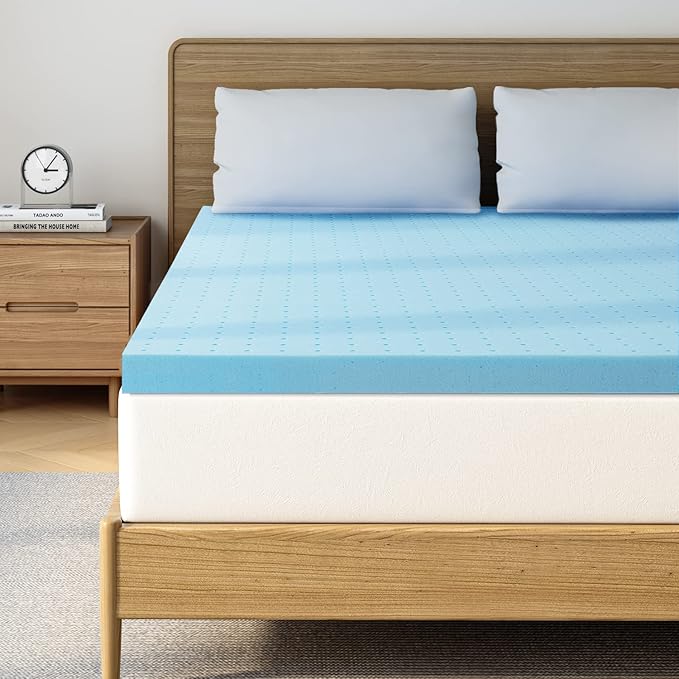 Maxzzz Twin Mattress Topper,2 Inch Ventilated Design Memory Foam Queen Mattress Topper,Cooling Gel Infused Swirl Foam Pad for Pressure Relief Back Pain, CertiPUR-US Certified
