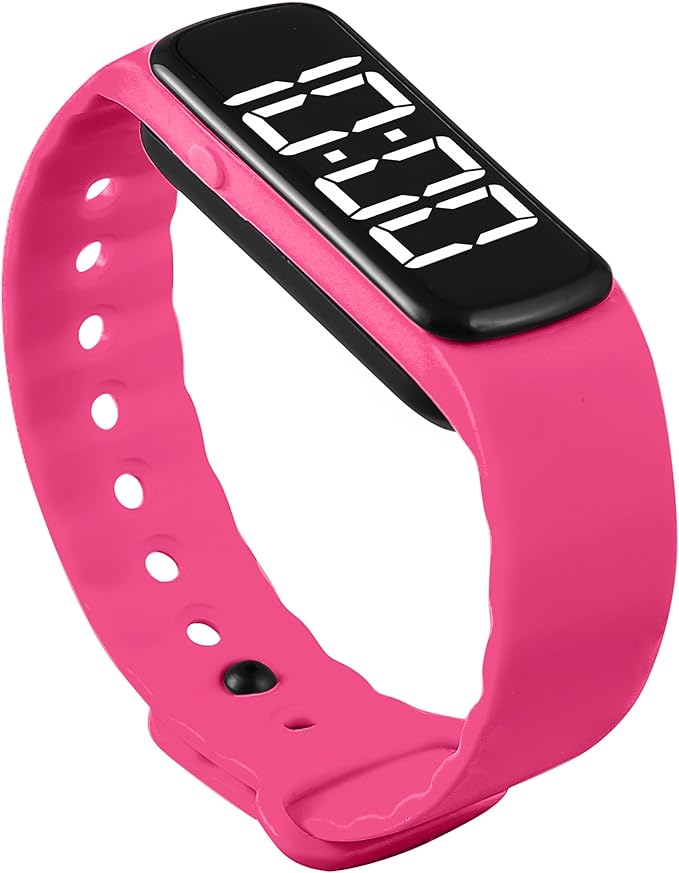 Sensory Wrist Timer for Kids, Teachers, Students, Simple Reminder Watch with Silent Alarm Clock Wristband, Classroom Countdown (Pink)