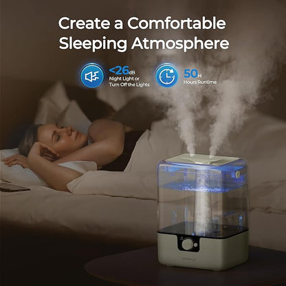 CHIVALZ Humidifiers for Bedroom Large Room Home, 6L Cool Mist Humidifier for Baby and Plant, Oil Diffuser, Top Fill Humidifier with Night Light, Quiet 23dB, Up to 26H, CreamyYellow 1Pack