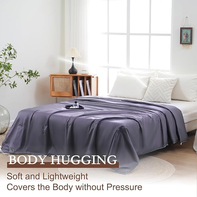 YOUR MOON Pure Mulberry Silk Comforter Queen Size for All Season,100% Natural Long Strand Silk Fill Duvet, Luxury Bedding, Noiseless Cotton Shell (Dark Gray)