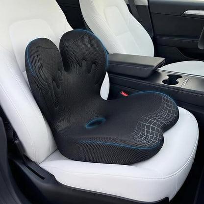 Trucker Seat Cushion, Car Seat Cushion Memory Foam Ergonomic Lumbar & Tailbone Support Pillow for Hemorrhoid, Coccyx & Sciatica Relief, for RV, SUV, Office Chair, Wheelchair (Black)