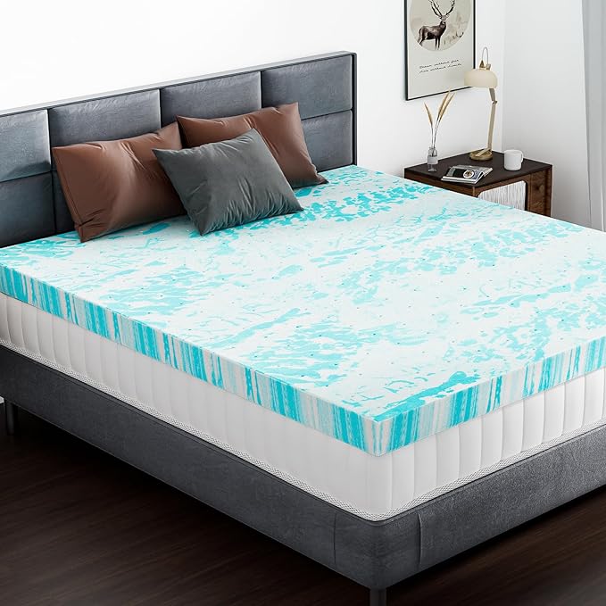 NEWBULIG Mattress Toppers Memory Foam Twin XL, 3 Inch Thick Bed Topper Pad Cooling Gel Infused Soft Comfy Padding Breathable for Sleeper Sofa Couch RV Camper, CertiPUR-US Certified
