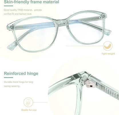 Madison Avenue TR90 Blue Light Blocking Glasses Anti Eyestrain UV Glare Blue Light Glasses for Women TV Phone Computer Gaming Eyeglasses (Transparent Green)