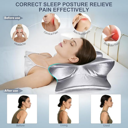 CCidea Cervical Neck Support Pillow, Ergonomic 50D Memory Foam Pillows for Neck Pain Relief, Breathable Pillowcase, US Patent Adjustable Contour Support for Side Back Stomach Sleepers, Odorless