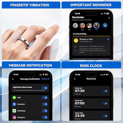 Smart Rings for Women Men,Sleep Tracking Wearable,Fitness Tracker Ring with Step/Heart Rate/Blood Oxygen/Distance/Calorie,Clock Vibration,No Subscription Fee,5ATM Waterproof, iOS&Android(Black 8)
