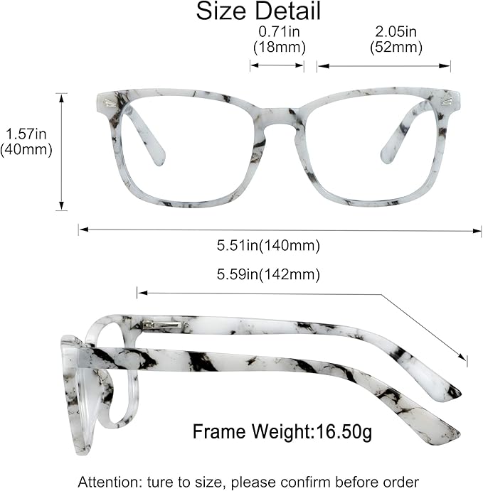 YEIN Progressive Multifocus Reading Glasses, Spring Hinge Blue Light Blocking Glasses for Women Men, No Line Multifocal Readers with Clear Lenses (+0.75/+3.25 magnification)