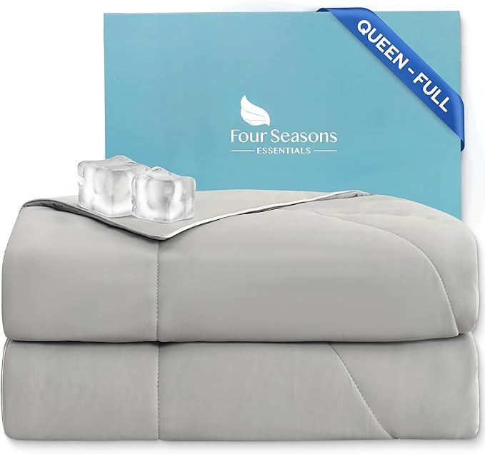 Four Seasons Essentials Cooling Comforter - Queen Size 90" x 90" - Gray