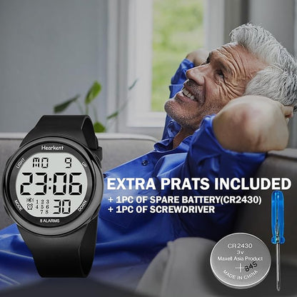 8 Vibrating Alarm Watch Medication Reminder Watch for Elderly Big Number Digital, Silent Alarm Wristband with Light and Timer 50 M Waterproof Watch