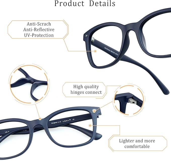 LifeArt Blue Light Blocking Glasses Anti Eyestrain Computer Reading Glasses Gaming GlassesTV Glasses Women and Men Anti Glare