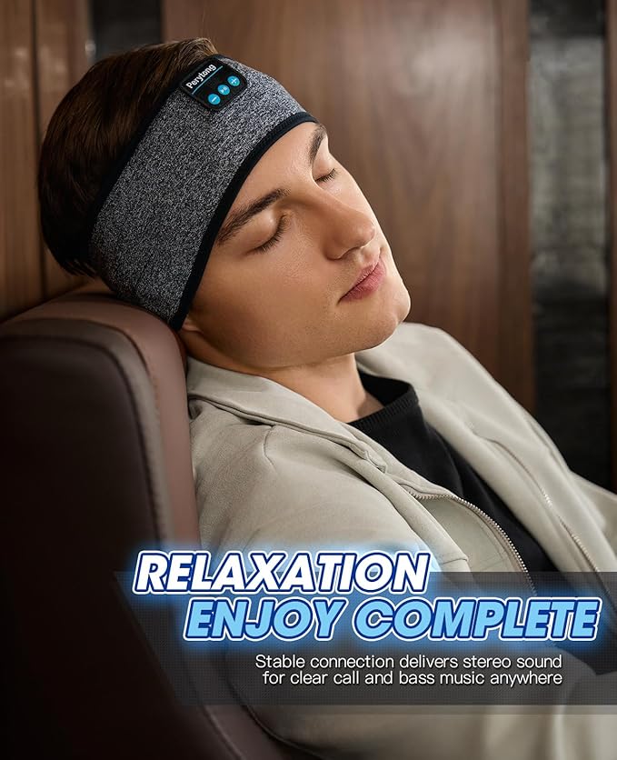 Perytong Sleep Headphones Bluetooth 5.4, Wireless Sleeping Headphones with Ultra-Thin HD Stereo Speakers, Breathable Sport Earphones for Sleeping Jogging Yoga & Workout