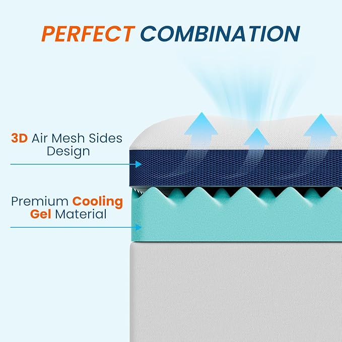 4 Inch Dual Layer Memory Foam Mattress Topper - 2 Inch 1000GSM Fluffy Soft Pillow Top Mattress Pad Cover and 2 Inch Egg Crate Cooling Gel Memory Foam for Back Pain Relief,(Twin,39"x75")