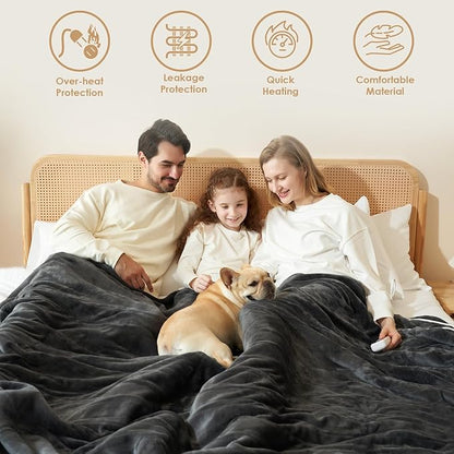 EHEYCIGA Heated Blanket - Twin Size, 9 Heating Levels, 10 Hour Auto Off, Soft Cozy Sherpa Washable Blanket, 62 x 84 Inches