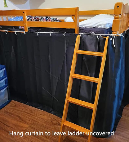 Full Size Bunk Bed Blackout Curtains Heavy-Duty for Bottom Men Women Teens, Black, 2 Panels, 59in Height