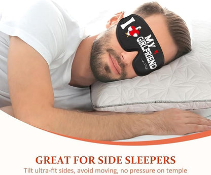 Funny 3D Zero Pressure Sleep Eye Mask for Men Women Side Sleeper, Adjustable Blackout Breathable Eye Masks for Travel Nap Night Sleep, Humorous Gift Stocking Stuffers (Love My Girlfriend)