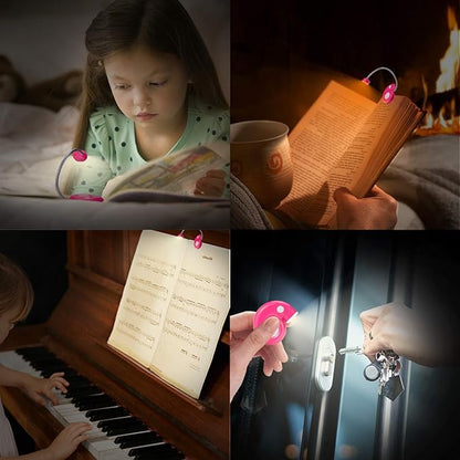 Kids Rechargeable Book Light, Clip on Reading Light for Kid, Kids Reading Lights, Amber Book Light for Reading in Bed, 2 Lighting Modes,Blue Light Blocking, Bookmark Light for Bookworms-Magenta