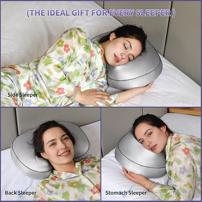 Gray Orthopedic Ear Piercing Pillow - Side Sleeper Support with 3.5" Ear Hole Relief, Hypoallergenic Pillow for Healing Piercings