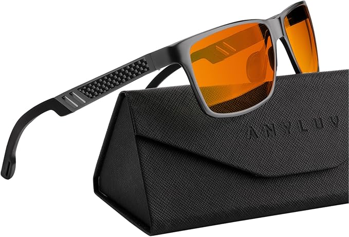 ANYLUV Gaming Glasses for Men Anti Blue Light Computer Glasses Rectangle Al-Mg Metal UV400 Mens Blue Light Filter Eyeglasses