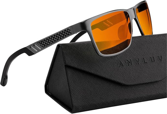 ANYLUV Gaming Glasses for Men Anti Blue Light Computer Glasses Rectangle Al-Mg Metal UV400 Mens Blue Light Filter Eyeglasses