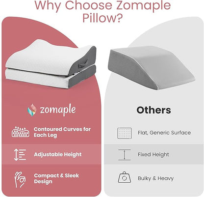 Zomaple Leg Elevation Pillow, Square, White – Reduce Swelling & Improve Circulation – Adjustable 40° Incline, Memory Foam, & Washable Cover – Leg Elevating Pillow for Post-Surgery Knee & Ankle Relief