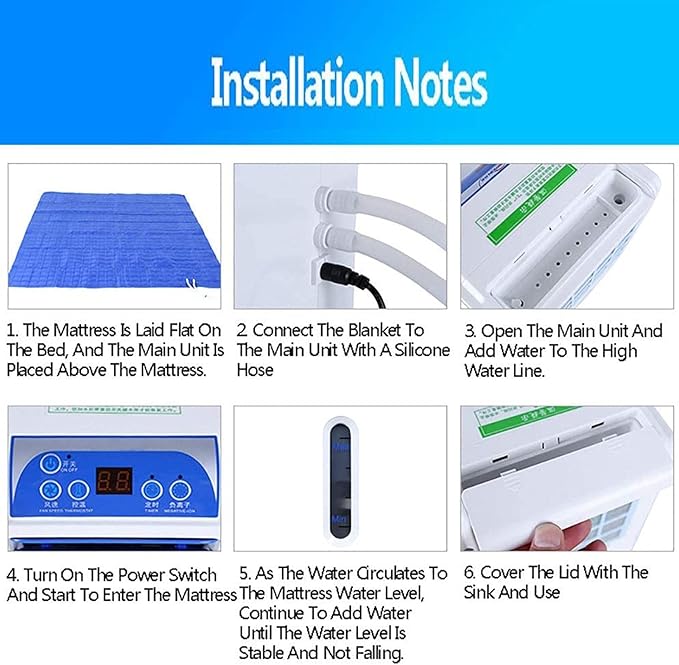 Mattress Cooler Air-Conditioned Water-Cooled Mattresses, Silent Comfortable Mattress Cooling System, Cooling Sleep Bed Fan，Blue (Size : 1.4X1.6M)