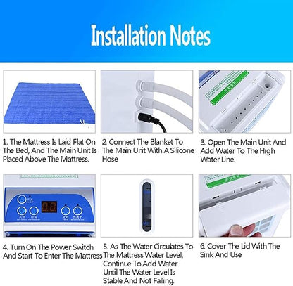 Mattress Cooler Air-Conditioned Water-Cooled Mattresses, Silent Comfortable Mattress Cooling System, Cooling Sleep Bed Fan，Blue (Size : 1.4X1.6M)