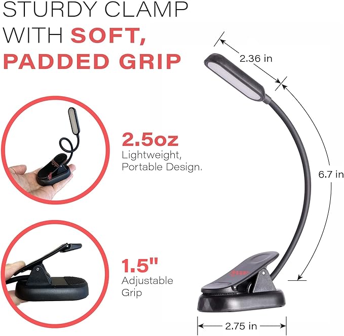 hooga Amber Book Light, Blue Light Blocking - Dual Mode Rechargeable Night Reading Light, 1600K Amber and 625nm Red for Reading in Bed at Night. Gift for Students, Kids, Travel, Study.