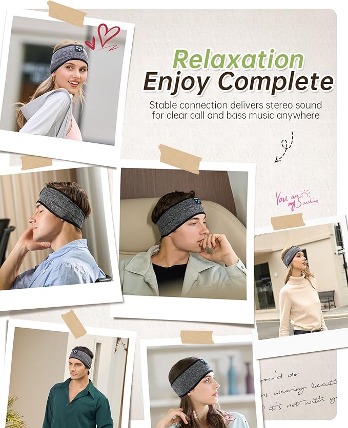Perytong Sleep Headphones Bluetooth Headband Sleeping Headphones Wireless Sleep Headband with Comfortable Earbuds for Side Sleepers, Sleeping Eye Mask for Women Men Workout Running