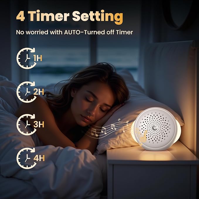 Portable White Noise Machine, Rechargeable Sound Machine for Sleep, 27 Soothing Sounds, Night Light, 24H Playtime, Compact Travel Sleep Soother for Baby Adults, Home Office Nursery