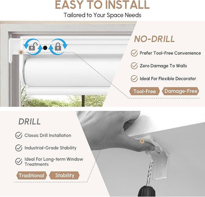 Kincmo No Drill Motorized Blinds with Remote, 100% Blackout Roller Shades for Windows, Custom Electric Blinds Compatible with Alexa, Apple Homekit, Google Home (100% Blackout Elegant Grey)