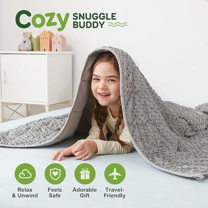 Sivio Weighted Blanket 5 Pounds,Heavy Blankets for Bed, Dual Side Soft Minky and Breathable Weighted Blanket, 36"x 48" Grey