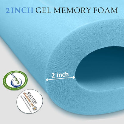 4 Inch King Mattress Topper Dual Layer,2 Inch Gel Memory Foam Plus 2 Inch Cooling Pillow Top Mattress Pad Cover for Back Pain, with 8-21 Inch Deep Pocket