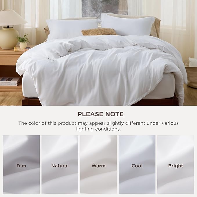 Bedsure Duvet Cover King Size - Soft Double Brushed Bedding Set for Kids & Adults, Zipper Closure, 3 Pieces, Includes 1 Duvet Cover (104"x90") & 2 Pillow Shams, NO Comforter, White