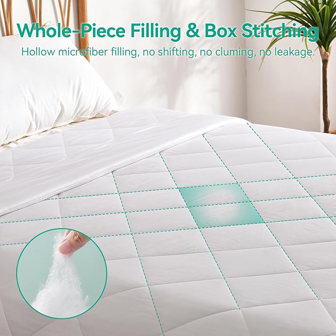 LAVANCE 100% Viscose Made from Bamboo Comforter Queen Size Lightweight Silky Down Alternative Duvet Insert Soft All Season Comforter - White, 90x90 Inches