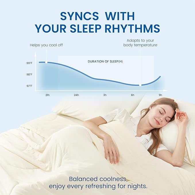 Cozy Bliss Deluxe Dual-Sided Cooling Comforter Queen Size, Ultra-Soft Lightweight Breathable Silky Cooling Blankets with Q-Max>0.45 for Bedroom, Hot Sleepers & Night Sweats, Snow Ivory, 90"x90"