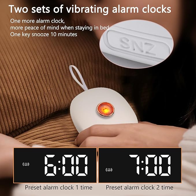 Vibrating Alarm Clock for Heavy Sleepers, Bed Shaker Under Pillow with Dual Alarms and 3 Levels Vibration Adjustable, Portable Digital Alarm Clock with Flashing Light for Travel