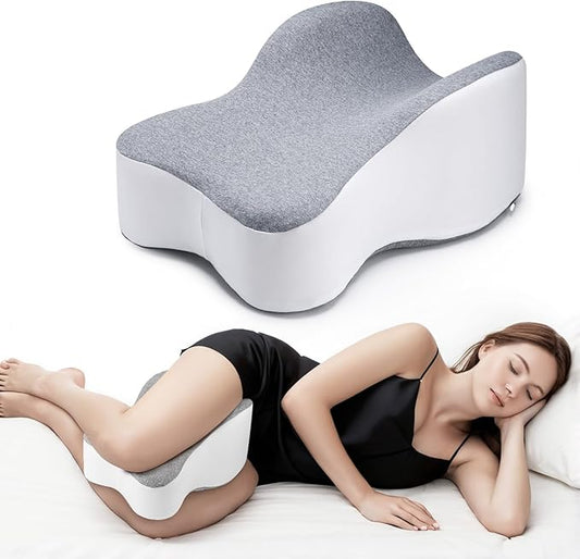 Long 14” Knee Pillow for Side Sleeper Fully Support Thighs and Knees for Required Knee Separation- Leg Pillow for Side Sleeping Between Legs Aligns Spine- Large, Gray