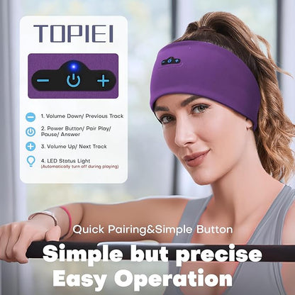 Sleep Headphones Bluetooth Headband for Side Sleeper, 17 Hours Playtime Headband Headphones with HD Stereo Speakers for Workout,Running,Yoga, Ideal Gifts for Men, Women, Teens