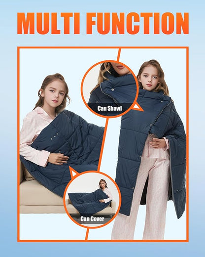 Kids Heated Blanket Battery Operated - Boys and Girls 7.4V DC Portable Cordless USB Heating Blanket for Outdoors