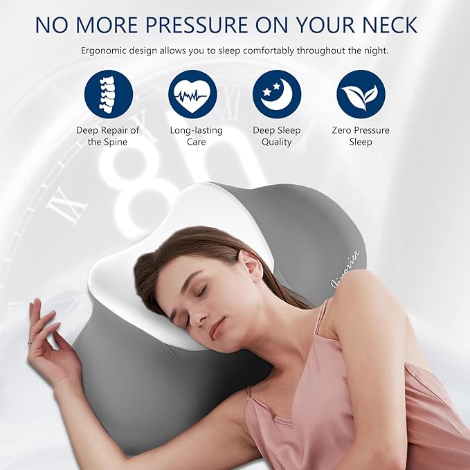 Cervical Neck Pillow for Sleeping，Ergonomic Memory Foam Pillow for Neck Pain Relief,Side Sleeper Pillows for Adults,Orthopedic Bed Pillow for Side Back Stomach Sleepers