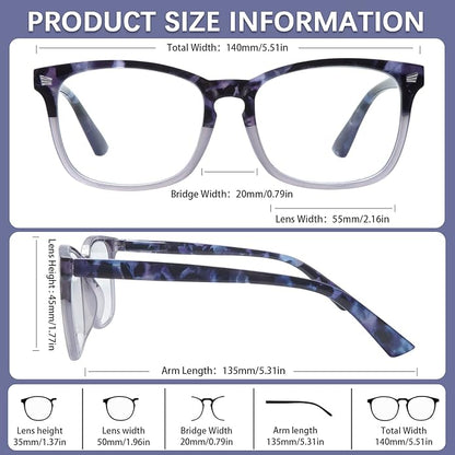 VIDEBLA 5 Pack Blue Light Blocking Reading Glasses,Spring Hinge Readers for Women Men,Anti UV Ray Filter Nerd Eyeglasses